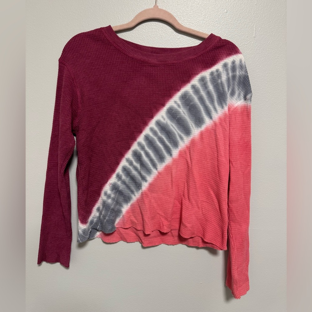 Anthropologie Tie Dye Waffle Knit Sweater Long Sleeve Shirt from t.la - Picture 3 of 9